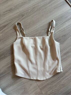 Abercrombie & Fitch Cream Square Neck Crop Top